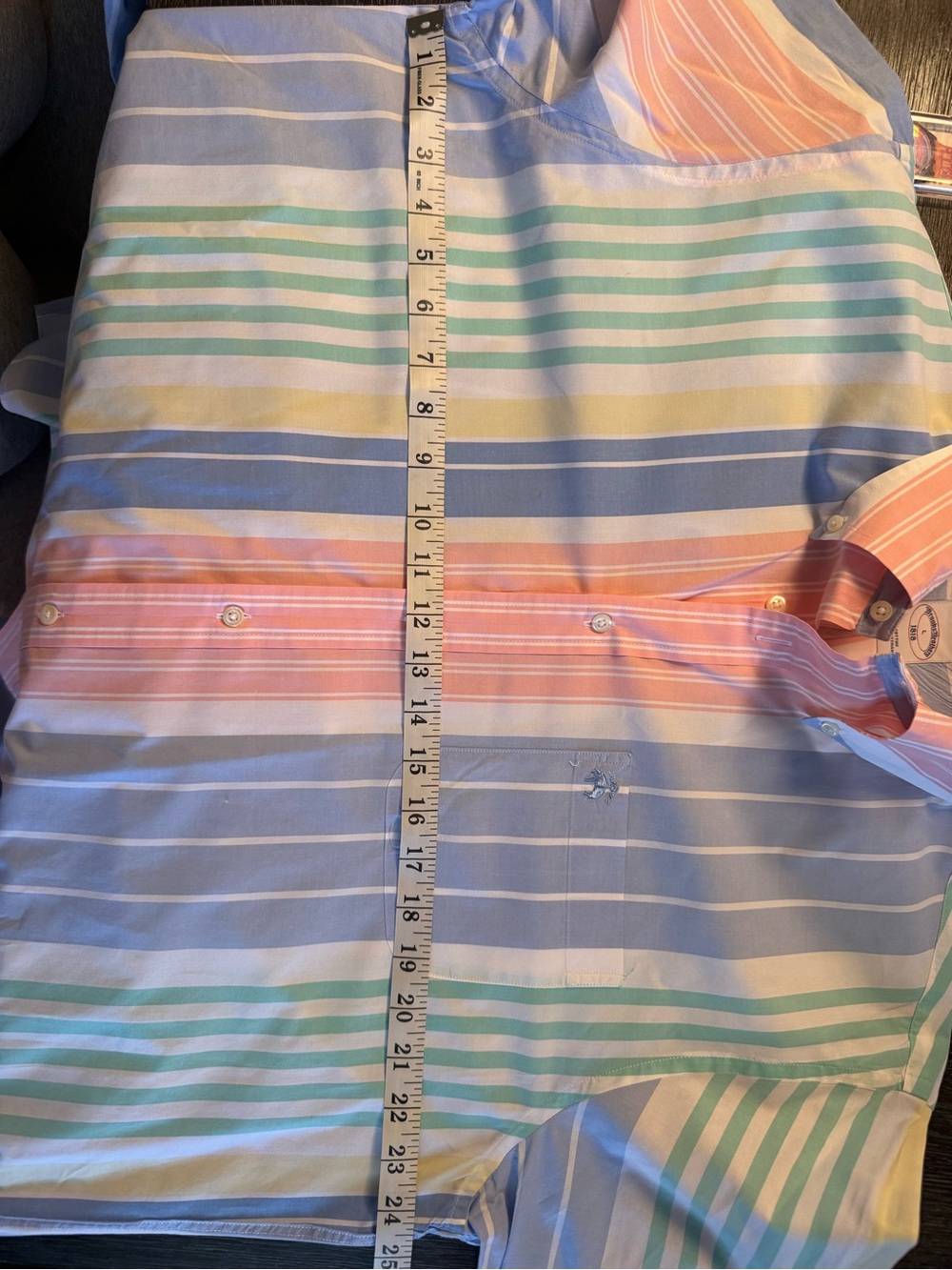 Brooks Brothers Friday Shirt Mens L Pastel Multicolor Stripe Cotton Button Down - Picture 7 of 9